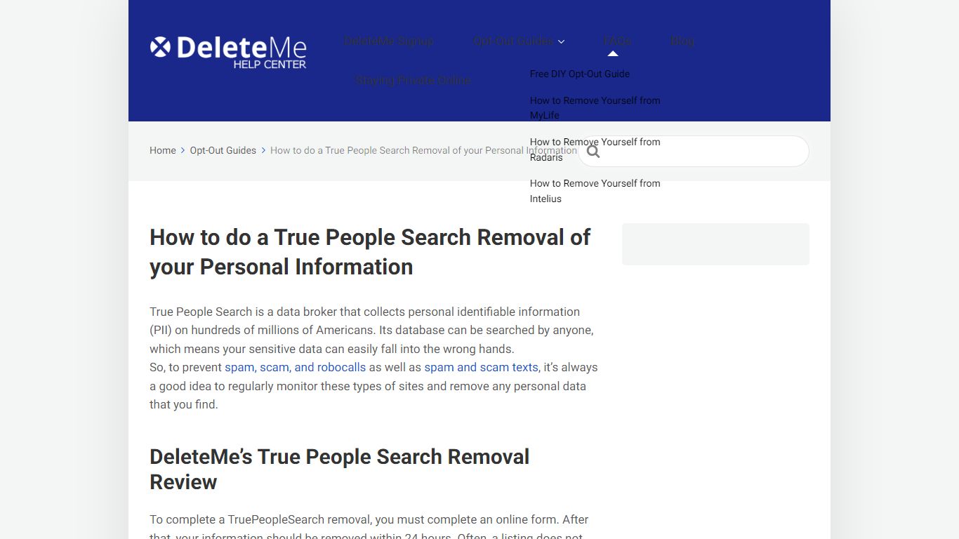 How to Remove Yourself from True People Search - DeleteMe